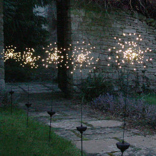 Allium Starburst LED Solar Outdoor Light Stake - Set of 5